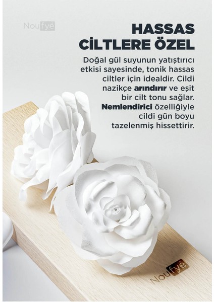 Noufyé Saf Gül Suyu, Aydınlatıcı ve Arındırıcı Cilt Toniği, Doğal Gül Suyu Tonik, 100 ml