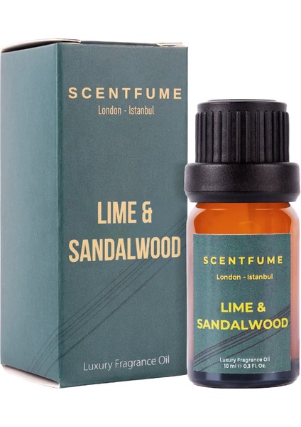Lime & Sandalwood 10 ml Difüzör Esansı, Oda Kokusu, Aromaterapi Yağı, İmza Koku Esansiyel %100 Doğal Yağ Aromaterapi Meditasyon