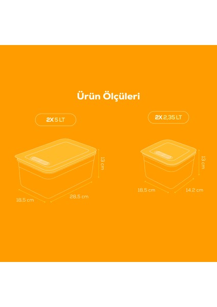 4'lü Hava Kanallı Ayarlanabilir Sebze ve Meyve Saklama Kabı 2x(2,35-5 lt) turuncu fiyatları