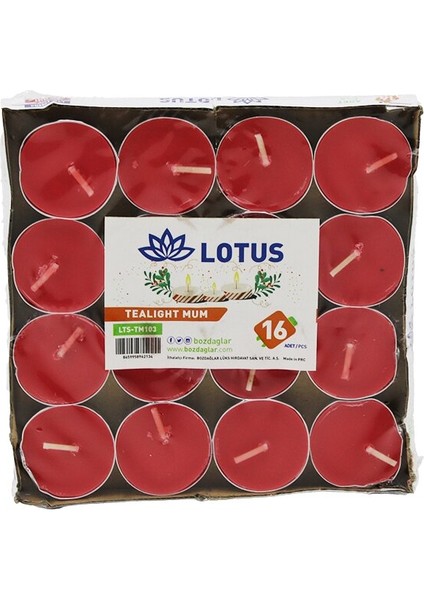 16PCS Yuvarlak - Kırmızı Tea Light Mum (4767) - MCT1143-8913