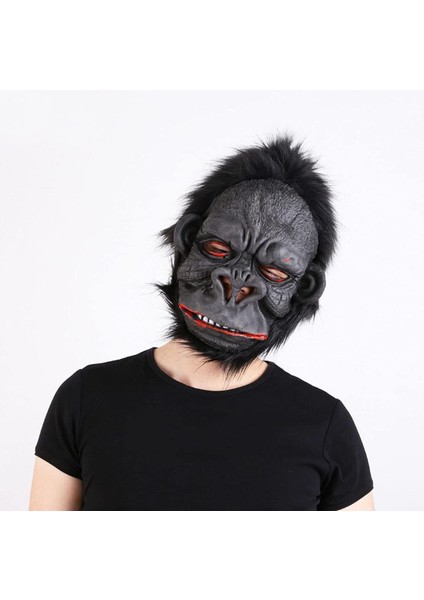 Lateks Goril Maskesi Maymun Maskesi Et Maskesi Orangutan Siyah Saçlı 1 No (4767) - MCT2189-6497