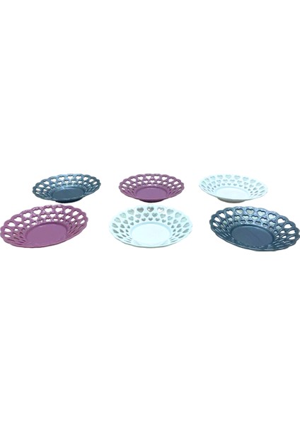 6 Parça Renkli Plastik Çay Tabak
