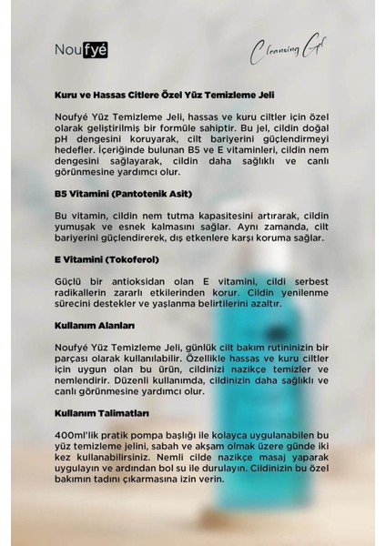 Kuru ve Hassas Ciltler İçin Multivitamin Yüz Temizleme Jeli 400 ml