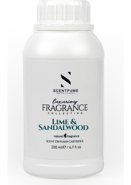 Lime & Sandalwood Koku Makinesi Kartuşu, Koku Makinesi Parfümü, Aromatik Koku Kartuşu, Difüzör Esansı, İmza Koku Esansiyel Yağ