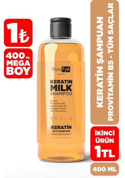 Keratin Sütü & Provitamin B5 Şampuanı - Tuzsuz & Sülfatsız Keratin Yükleme Şampuanı 400 ml