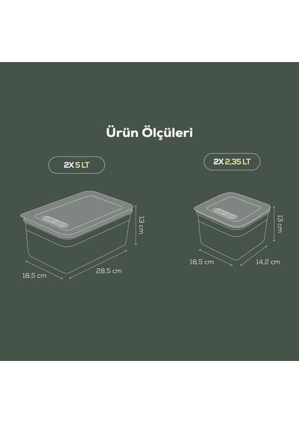 4'lü Hava Kanallı Ayarlanabilir Sebze ve Meyve Saklama Kabı 2x(2,35-5 lt) yeşil fiyatları