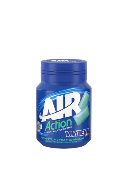 Air Action Nane Okaliptus Aromalı Şekersiz-Tatlandırıcılı Draje Sakız Kutu 67 gr