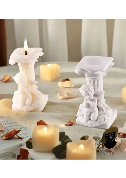 2'li Melek Sütunu Minimal Doğal Soya Mum
