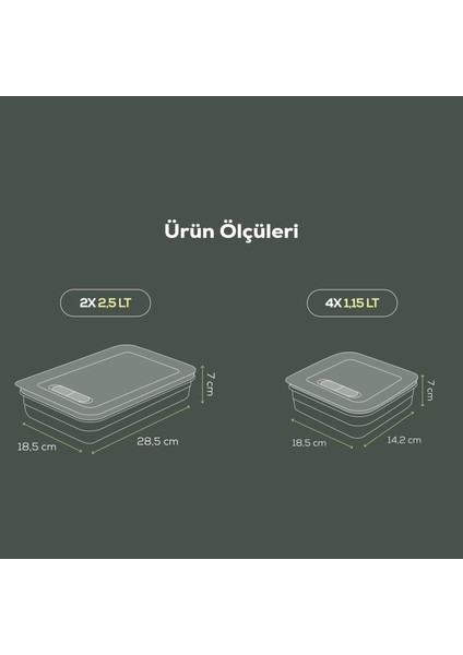 6'lı Hava Kanallı Ayarlanabilir Sebze ve Meyve Saklama Kabı 4x(1,15 Lt) 2x(2,5 lt) yeşil fiyatları