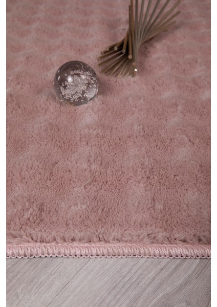Bubble Yuvarlak Pembe Uzun Tüylü Yumuşak Peluş Kaymaz Yıkanabilir Salon Oturma Odası Balkon Halısı
