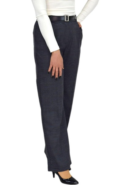 Kadın Ekose Pileli Bol Kumaş Pantolon BGL-ST04233 modelleri