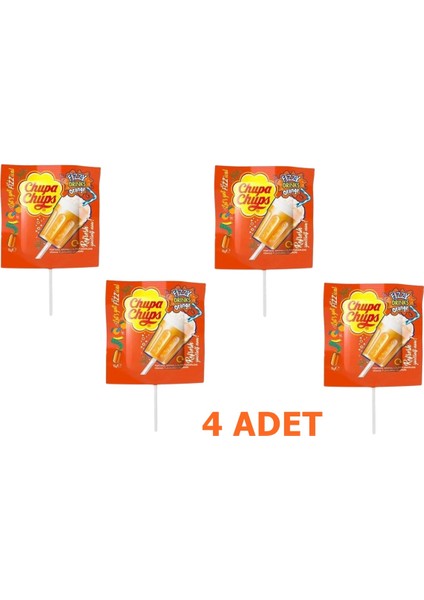 3D Fızzy Drinks Portakal Aromalı Lolipop Şeker 15 gr x 4 Adet