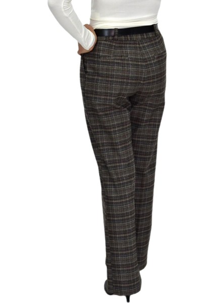 Kadın Ekose Pileli Bol Kumaş Pantolon BGL-ST04233 fırsatları