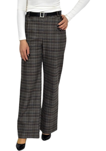 Kadın Ekose Pileli Bol Kumaş Pantolon BGL-ST04233 indirimleri