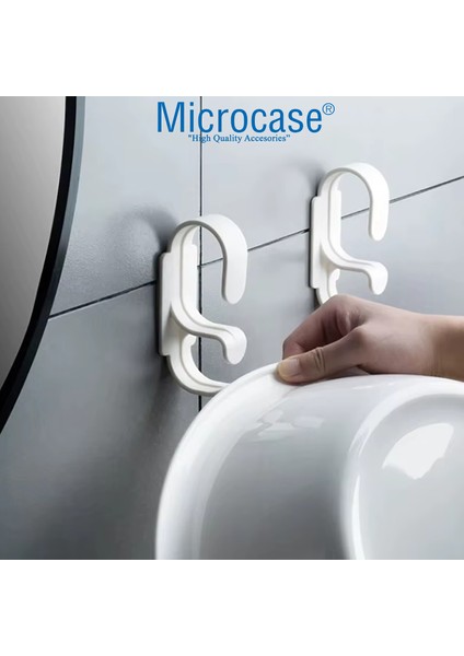 Sert Abs Plastik Güçlü Plastik Yapışkanlı Banyo Mutfak Eşya Havlu Leğen Askılığı 2 Adet - AL4993