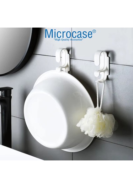 Sert Abs Plastik Güçlü Plastik Yapışkanlı Banyo Mutfak Eşya Havlu Leğen Askılığı 2 Adet - AL4993
