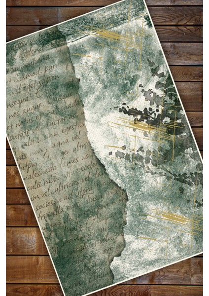 Yesil Modern Desenli Yıkanabilir Dokuma Tabanlı Kaymaz Çatlak Desenli Halı modelleri