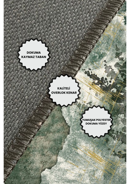 Yesil Modern Desenli Yıkanabilir Dokuma Tabanlı Kaymaz Çatlak Desenli Halı indirimleri