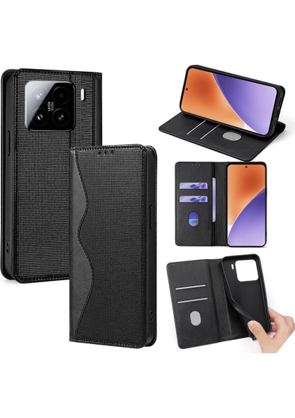 Xiaomi 15 Deri Cüzdan Standı Telefon Kapağı Rfıd Engelleme (Yurt Dışından)