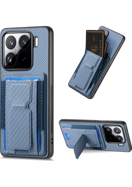 Xiaomi 15 Kickstand Kart Tutucu Deri Arka Kapak (Yurt Dışından)