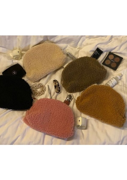 Pembe Teddy Kumaş Kozmetik/ Makyaj Çantası Seyahat Organizeri Makyaj Organizeri Ölçü : 24x16 cm indirimleri