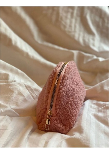 Pembe Teddy Kumaş Kozmetik/ Makyaj Çantası Seyahat Organizeri Makyaj Organizeri Ölçü : 24x16 cm fiyatları