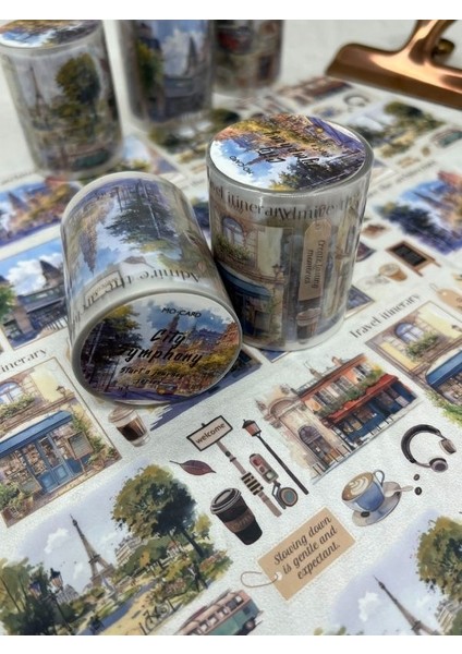 City Symphony Temalı Çok Renkli Washi Bant /washi Tape/ Sticker/ Bullet Journal modelleri