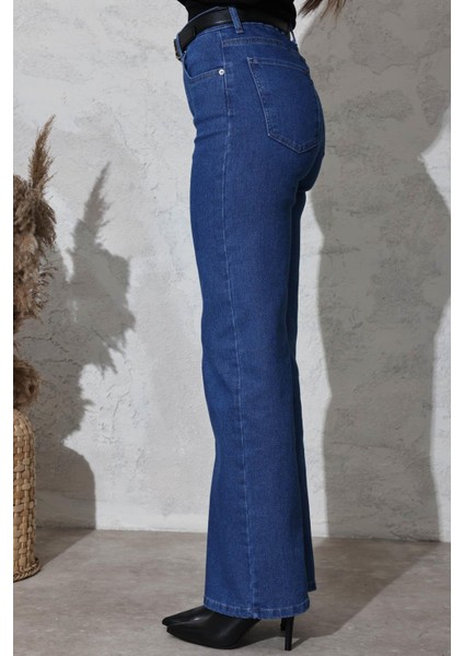Mavi Yüksek Bel Straight Jean 4096