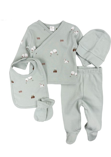 Kuzu Erkek Bebek 5li Zıbın Set