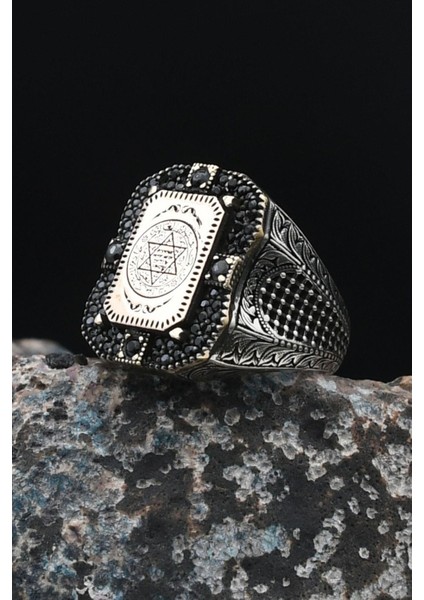 Hz. Süleyman Mührü 925 Ayar Gümüş Erkek Yüzüğü 901540