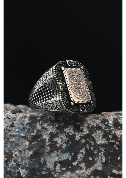 Hz. Süleyman Mührü 925 Ayar Gümüş Erkek Yüzüğü 901540 modelleri