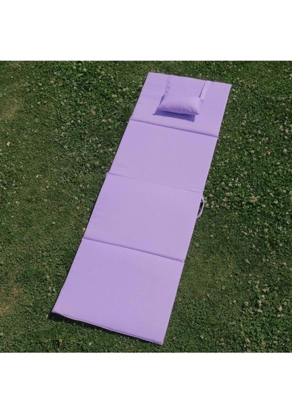 Katlanır Şezlong Minderi - Taşınabilir Kamp Yatağı Su Itici Kumaş 180X60X2 Lila