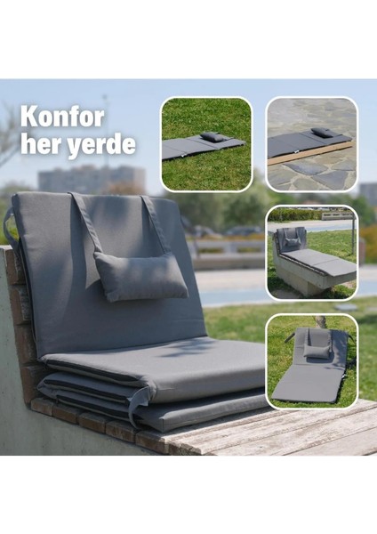 Katlanır Şezlong Minderi - Taşınabilir Kamp Yatağı Su Itici Kumaş 180X60X2 Lila