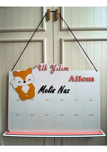 Kişiye Özel Isimli 3D 12 Ay Sevimli Tilki Temalı Ahşap Doğum Günü Anı Panosu (Türkçe) fırsatları
