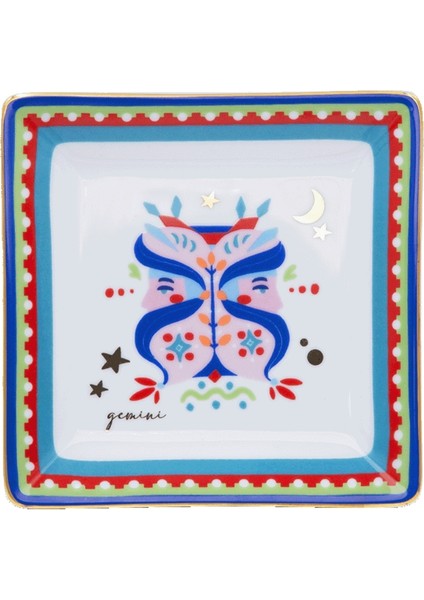 Zodiac Vibe Ikizler Burcu Kare Tabak 15 cm x 15 cm