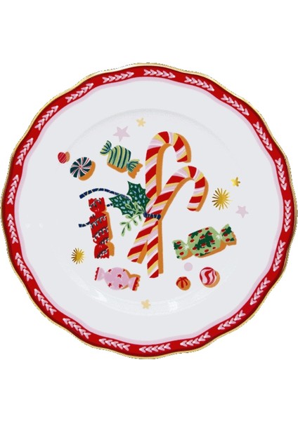 Mamma Mia Şeker Desenli Tatlı Tabağı 22 cm