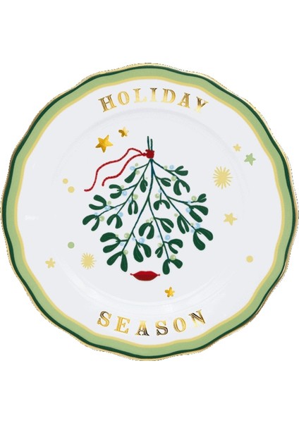 Mamma Mia Zeytin Dalı Desenli Tatlı Tabağı 22 cm