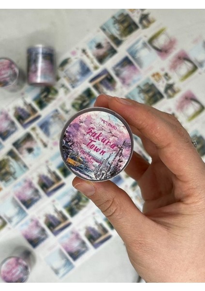 Sakura Town Temalı Pembe Renk Washi Bant /washi Tape/ Sticker/ Bullet Journal fiyatları