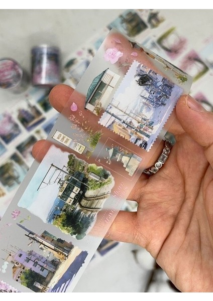 Sakura Town Temalı Pembe Renk Washi Bant /washi Tape/ Sticker/ Bullet Journal fırsatları
