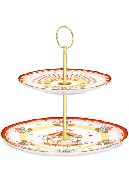 Mamma Mia 2 Katlı Kırmızı Servis Tabağı