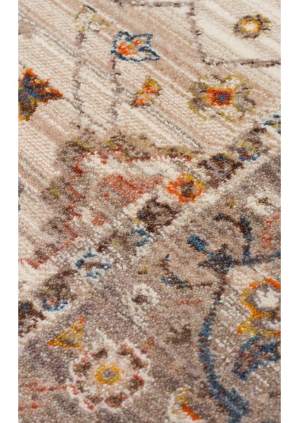 Pietra PTA01 Cream Grey Sıcak Renk Geçişli Etnik Desenli Yumuşak Dokulu Makine Halısı