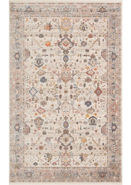 Pietra PTA01 Cream Grey Sıcak Renk Geçişli Etnik Desenli Yumuşak Dokulu Makine Halısı