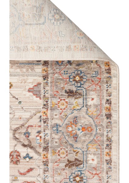 Pietra PTA01 Cream Grey Sıcak Renk Geçişli Etnik Desenli Yumuşak Dokulu Makine Halısı