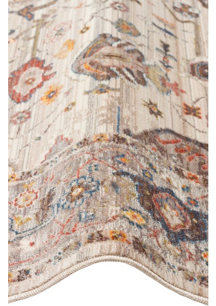 Pietra PTA01 Cream Grey Sıcak Renk Geçişli Etnik Desenli Yumuşak Dokulu Makine Halısı