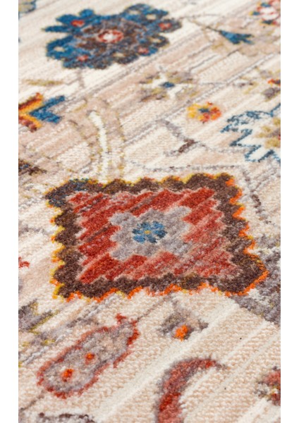 Pietra PTA01 Cream Grey Sıcak Renk Geçişli Etnik Desenli Yumuşak Dokulu Makine Halısı
