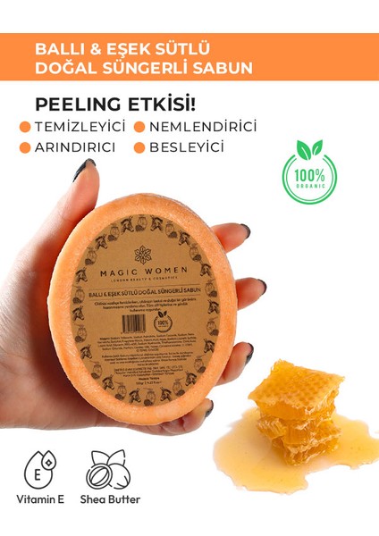 Süngerli Doğal Sabun Ballı Eşek Sütlü