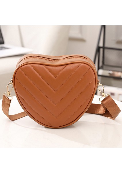 Moda Kadınlar Kalp Şeklinde Crossbody Çanta Bayanlar Omuz Çantası Kızlar Için Deri Çanta (Yurt Dışından)