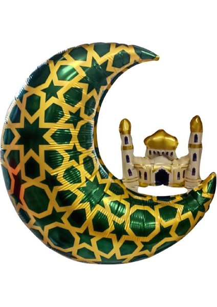 Ay Kubbe Ramazan Yeşil Folyo Balon 65,5 x 63