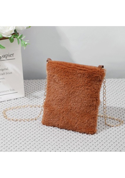 Moda Kadınlar Küçük Crossbody Çanta Bayanlar Kürklü Sling Çanta Kızlar Için Deri Omuz Çantası (Yurt Dışından)