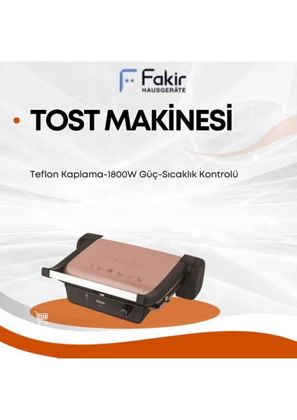 Pania 1800 W Izgara ve Tost Makinesi 1800W Güç Ayarlanabilir Sıcaklık Teflon Kaplama Çıkarılabilir Levhalar